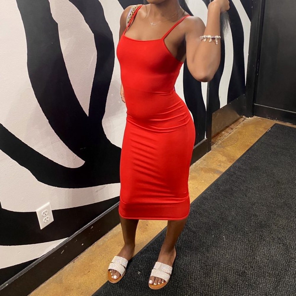 Pretty Little Thing Red Midi Dress
